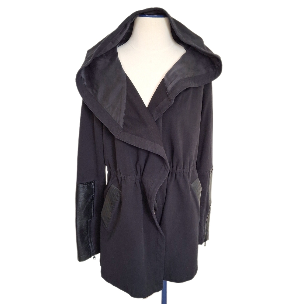 Blanc Noir Black Traveler Hooded Wrap Jacket Size L - Picture 2 of 10